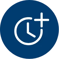 clock with plus symbol indicating longer lasting