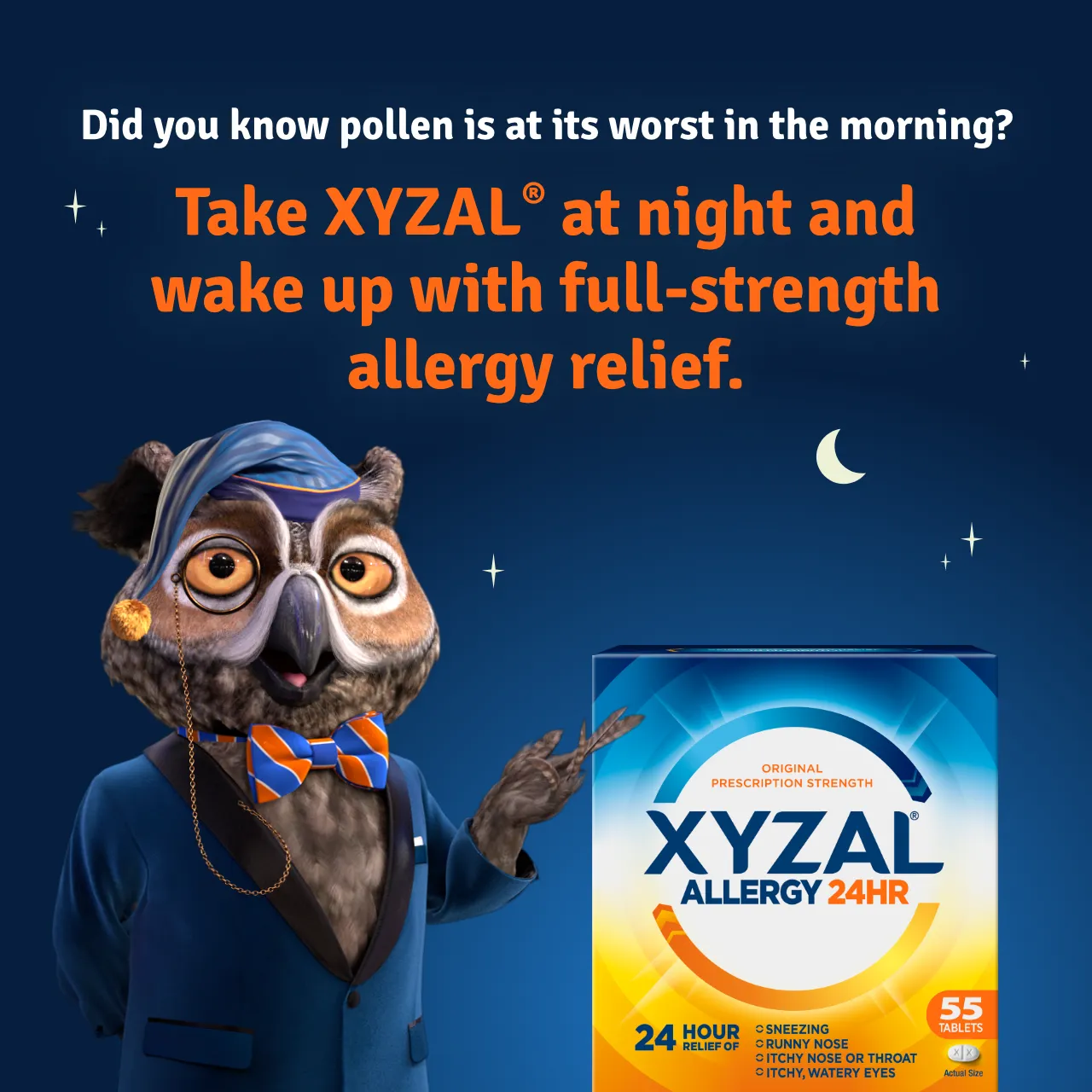 Nigel the Owl, and Xyzal packages