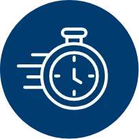 illustrations of a stopwatch indicating fast acting